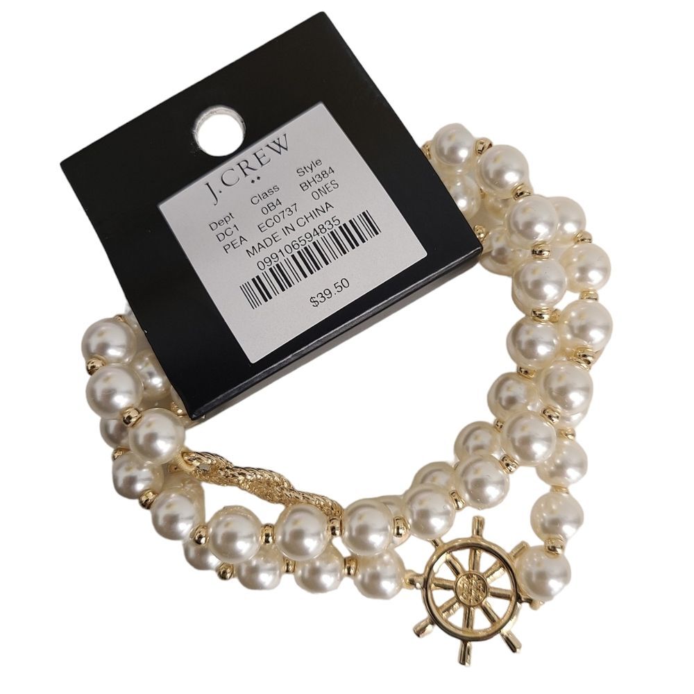 NWT J. Crew Nautical Faux Pearl Layered Bracelet Set - Picture 4 of 7